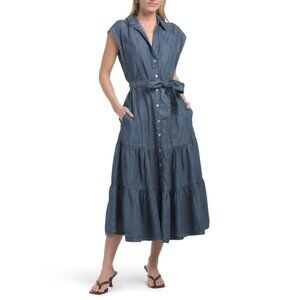ELAN Dark Blue Denim Shirt Dress